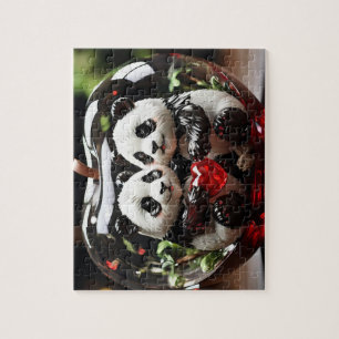 Pandas in Glass Heart Pussel