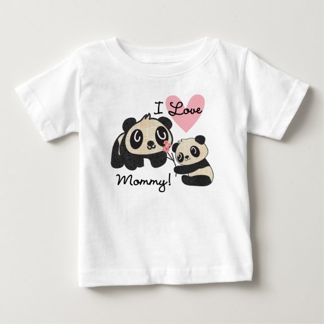 Pandas jag älskar mamma t shirt (Framsida)