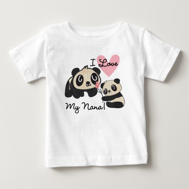 Pandas jag älskar min Nana Baby Tutu Body Tee Shirt (Framsida)