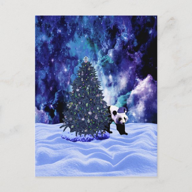 Pandas julhelgdag på nordpolenen helg vykort (Framsida)