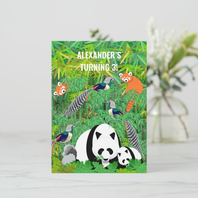 Pandas Lady Amhersts fasaner Röda pandas Bambus Inbjudningar (Stående Fram)