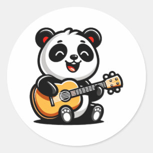 Pandas Melodiska serenat - Acoustic Guitar Art Runt Klistermärke