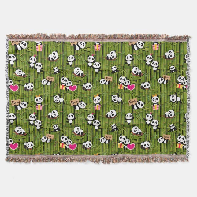 Pandas Mönster 2 Filt (Framsidan)