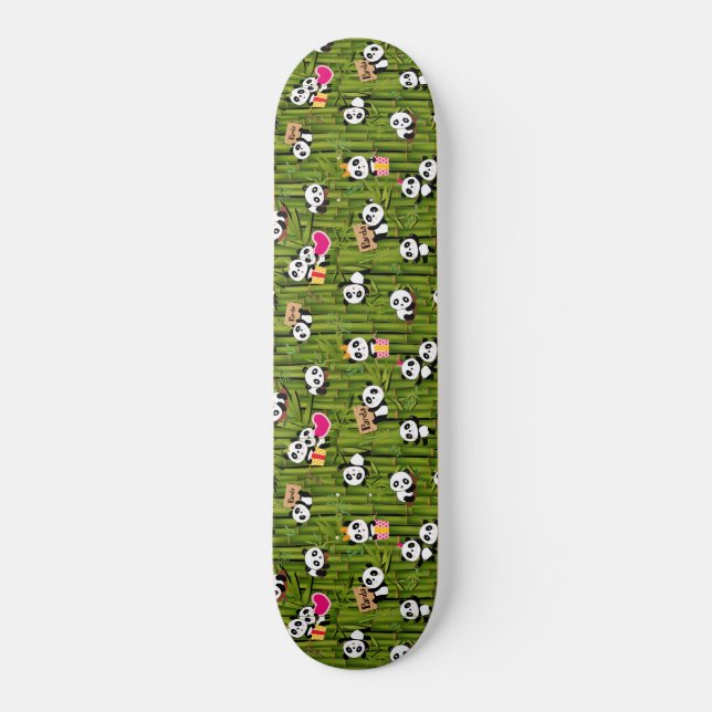 Pandas Mönster 2 Mini Skateboard Bräda 18,5 Cm (Framsida)