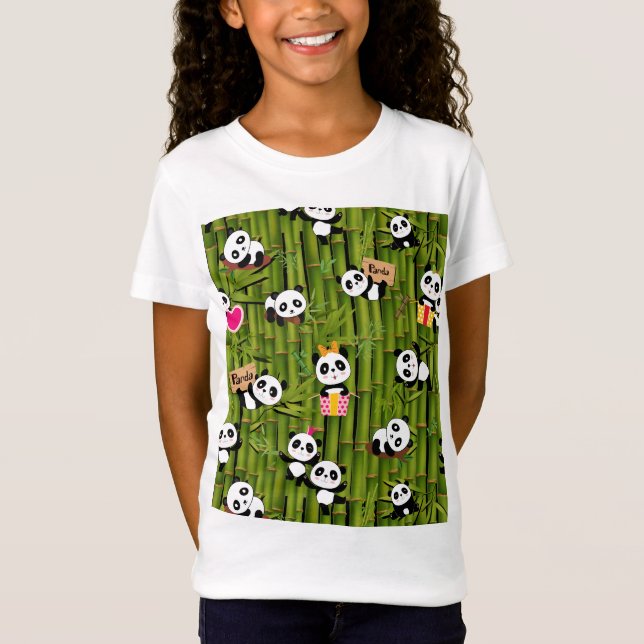 Pandas Mönster 2 T Shirt (Framsida)