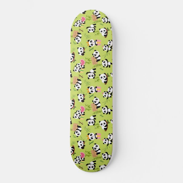 Pandas Mönster 3 Mini Skateboard Bräda 18,5 Cm (Framsida)