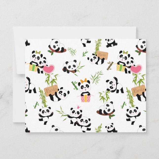 Pandas Mönster Anteckningskort (Framsida)