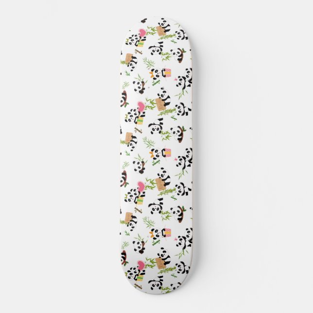 Pandas Mönster Mini Skateboard Bräda 18,5 Cm (Framsida)