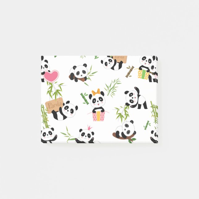 Pandas Mönster Post-it Block (Framsida)