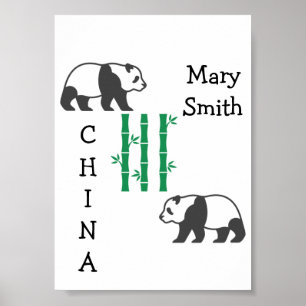 Pandas och Bamboos Poster