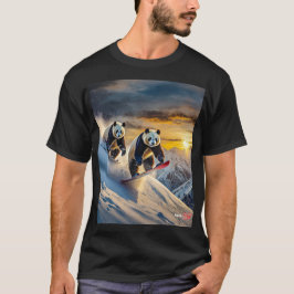 Pandas on Snowboard Design by Rik AMeN Gill T Shirt
