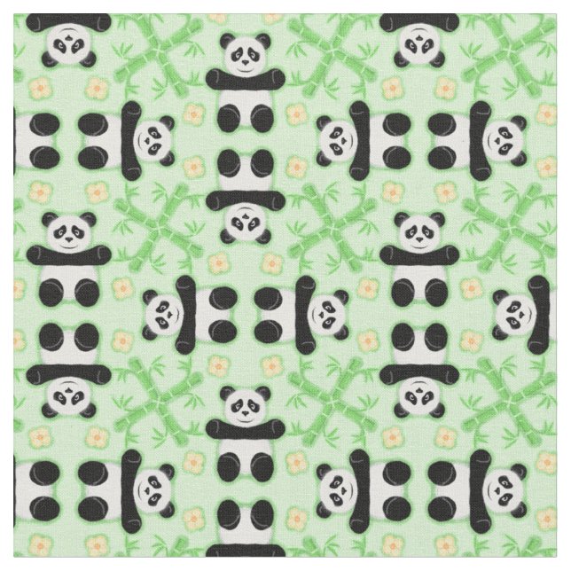 Pandas, Pandas Mönster Fabric Tyg (Närbild)