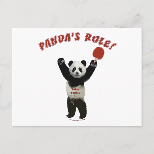 Pandas Rule Ping Pong Vykort (Framsida)