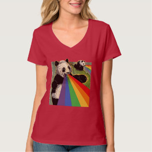 Pandas som skjuter regnbågar från deras munnar t-shirt