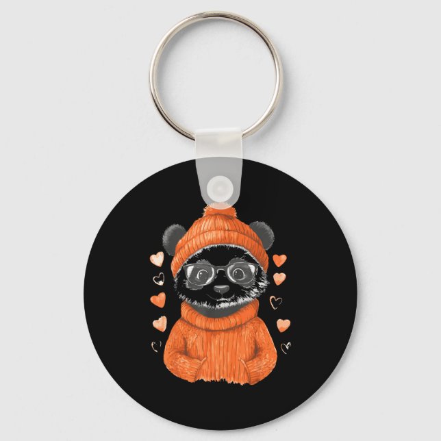 Pandas With Hearts Love Valentine's Day Women Hear Nyckelring (Framsida)