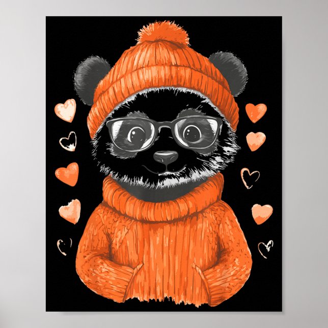 Pandas With Hearts Love Valentine's Day Women Hear Poster (Framsidan)