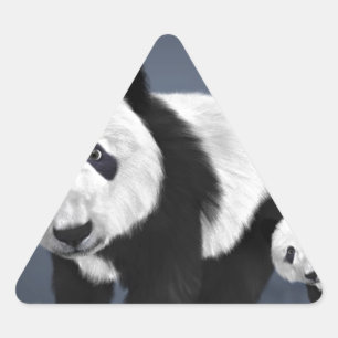 pandbjörn söt gullig djur svart vit snäll triangelformat klistermärke