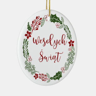Pandedräkt från polska God jul, Wesołych świąt Julgransprydnad Keramik