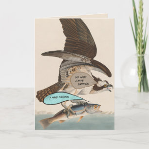 Pandemiskt lustigt födelsedagskort birdpox mot fis kort