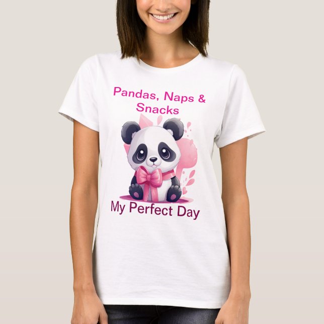Pandor, Naps & Snacks - Funny Cute Panda T-Shirt (Framsida)