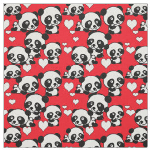 Pandor och hjärtan Valentine Fabric Tyg