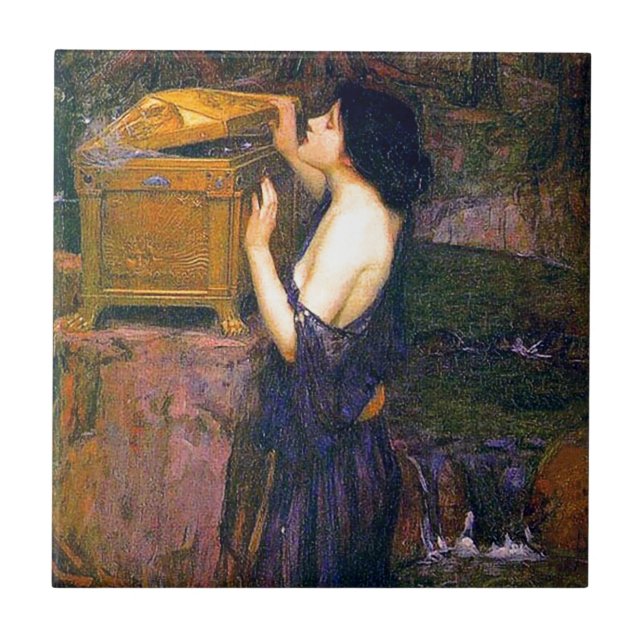Pandora av John William Waterhouse Kakelplatta (Framsidan)
