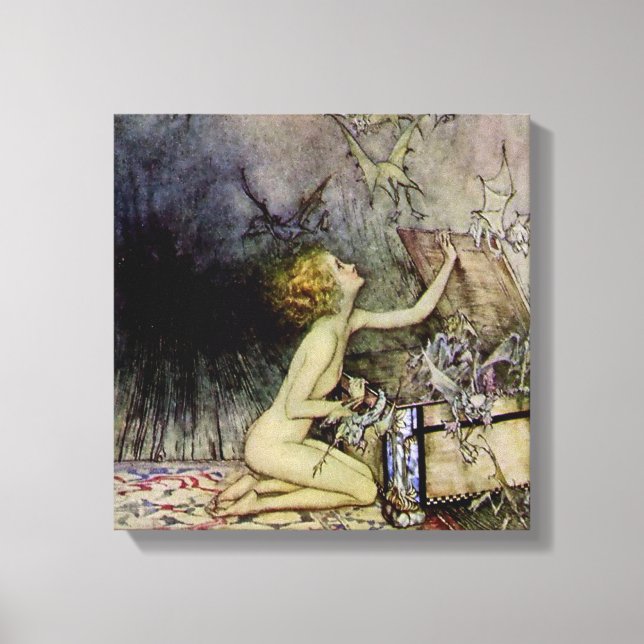 “Pandora öppnar askan” av Arthur Rackham Canvastryck (Framsida)