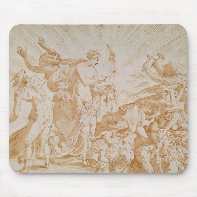 Pandora som öppnar boxas musmatta (Framsidan)