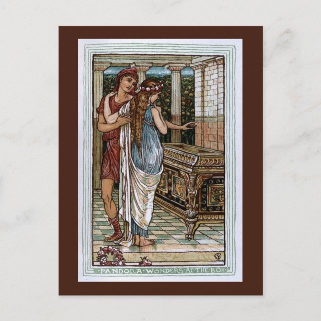 Pandoras underverk vid lådan vykort (Framsida)