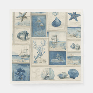PANEL Cobalt Seas – Coastal Paradise Blocks  Pappersservett