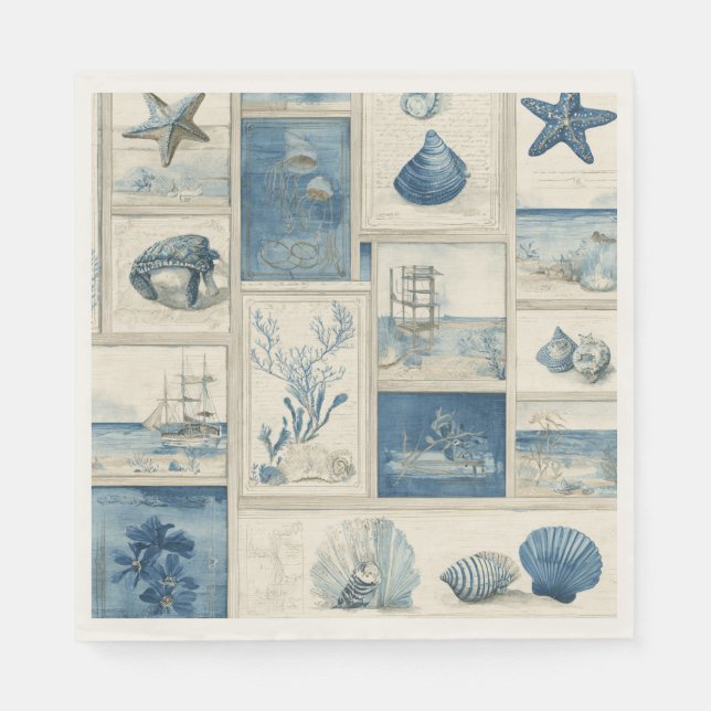 PANEL Cobalt Seas – Coastal Paradise Blocks  Pappersservett (Framsidan)