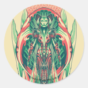 Panel för art nouveau för Aquaman   Runt Klistermärke