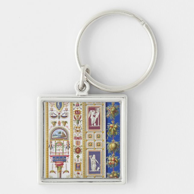 Panel från Raphael-loggiaen på Vaticanen, från Fyrkantig Silverfärgad Nyckelring (Framsidan)