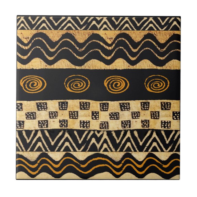 Paneldesign för afrikanska stammar - rost svart kakelplatta (Framsidan)