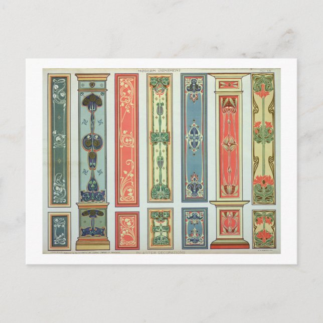 Paneldesign, platta XII från "Modern Ornament" (Mo Vykort (Framsida)