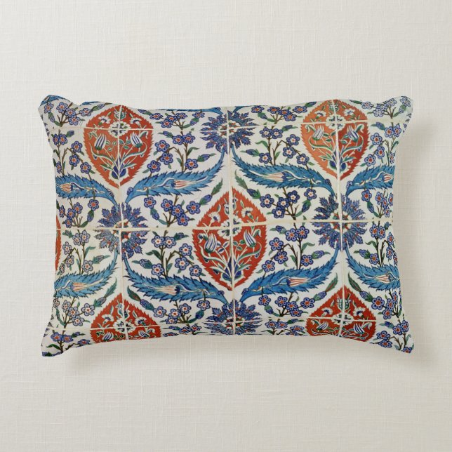 Panelen av Isnik lergods belägger med tegel Prydnadskudde (Framsidan)