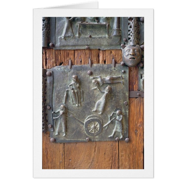 Panelen från lämnat handdörr, 12:e-århundradet (br hälsningskort (Framsidan)