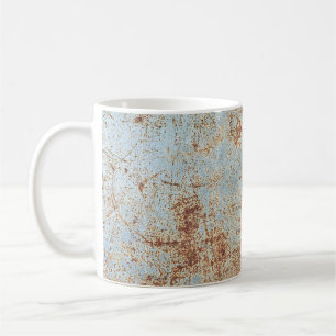 Panelen Rusty metall, texturerad bakgrund Kaffemugg
