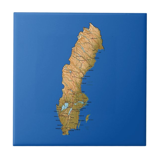 Panelen Sverige Karta Kakelplatta (Framsidan)