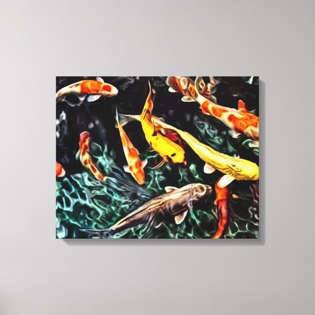 Panelens blå målarfärg på Aquarium Sea Wall Art Canvastryck (Framsida)