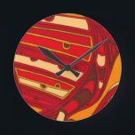 Paneler för Orange av abstrakt Rund Klocka<br><div class="desc">En surrealistisk dröm,  dessa abstrakter med ljusa färgader ser ut som smält vax som flödar genom en arbetsyta. Som en Jennifer Goldberger-skapelse är detta arbete fantastisk i sin fantasifulla använda av färg och linjer. Beställ idag!</div>