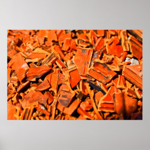 Paneler med röda kanter i tak tegelstenar med röda poster