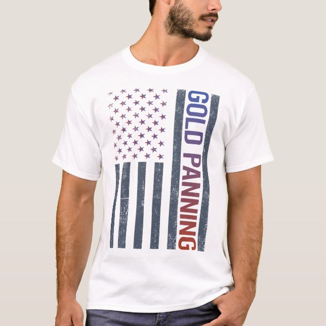 Paneringspaneler för amerikanska Flagga Guld T Shirt (Framsida)