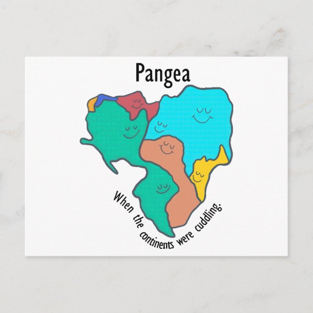Pangea Continents Cuddling Multifärgad Helg Vykort (Framsida)