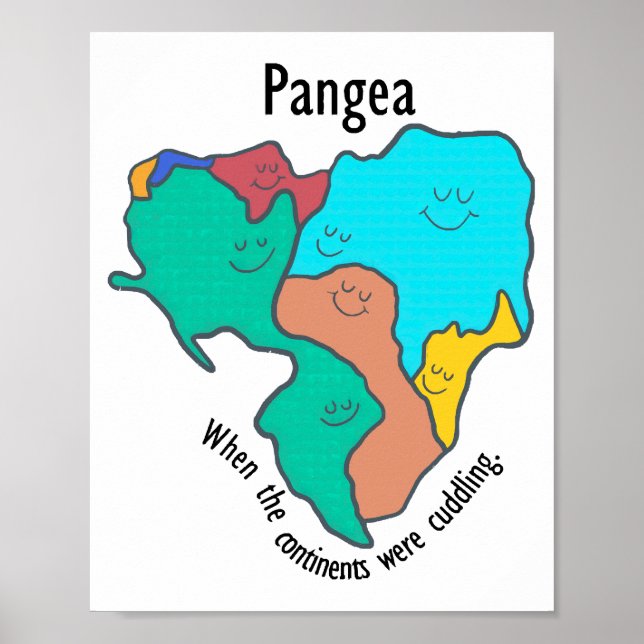 Pangea Continents Cuddling Multifärgad Poster (Framsidan)