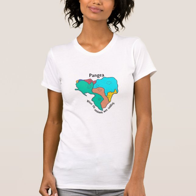 Pangea Continents Cuddling Multifärgad T Shirt (Framsida)