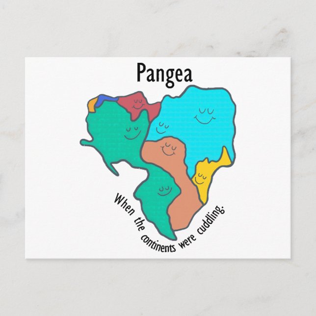 Pangea Continents Cuddling Multifärgad Vykort (Framsida)