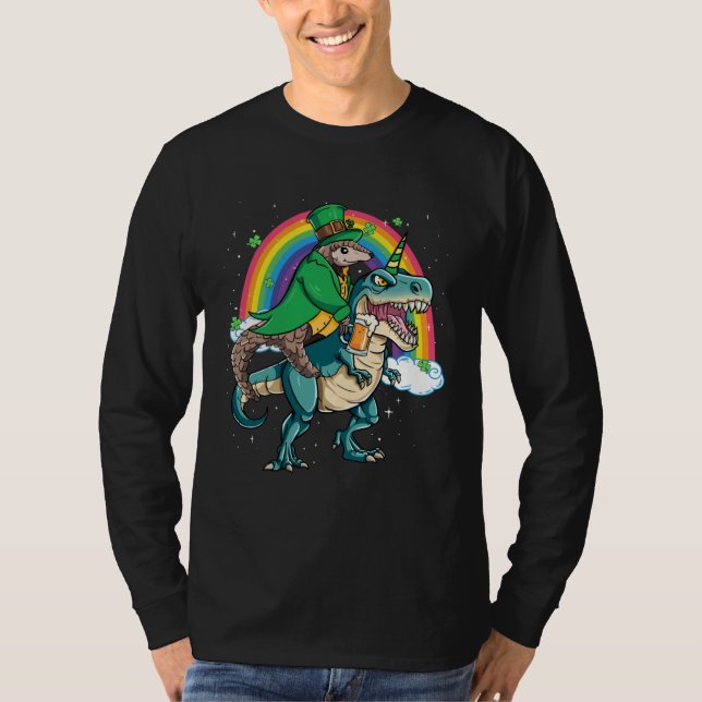 Pangolin Beer Dino Rex Horn Rainbow T Shirt (Framsida)