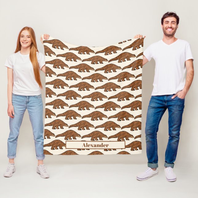 Pangolin Cute Brown med Namn Fleece Blanket (På plats)