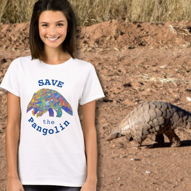Pangolin Cute Endangered Species Animal Activist T Shirt (Save the pangolin slogan colorful animal art T-shirt endangered species animal wildlife)